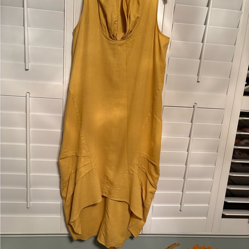 Cynthia Rowley gold linen blend dress medium